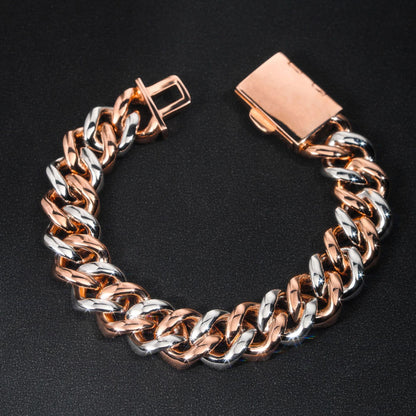 VVS MOISSANITE 16MM TWO-TONE CUBAN CHAIN/BRACELET