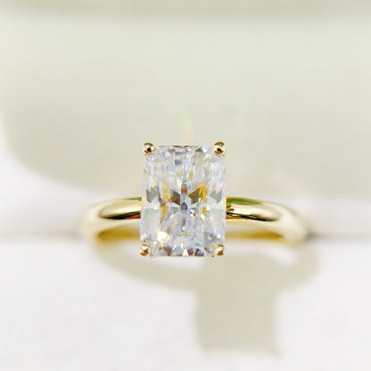 VVS Moissanite Emerald-Cut Solitaire Ring