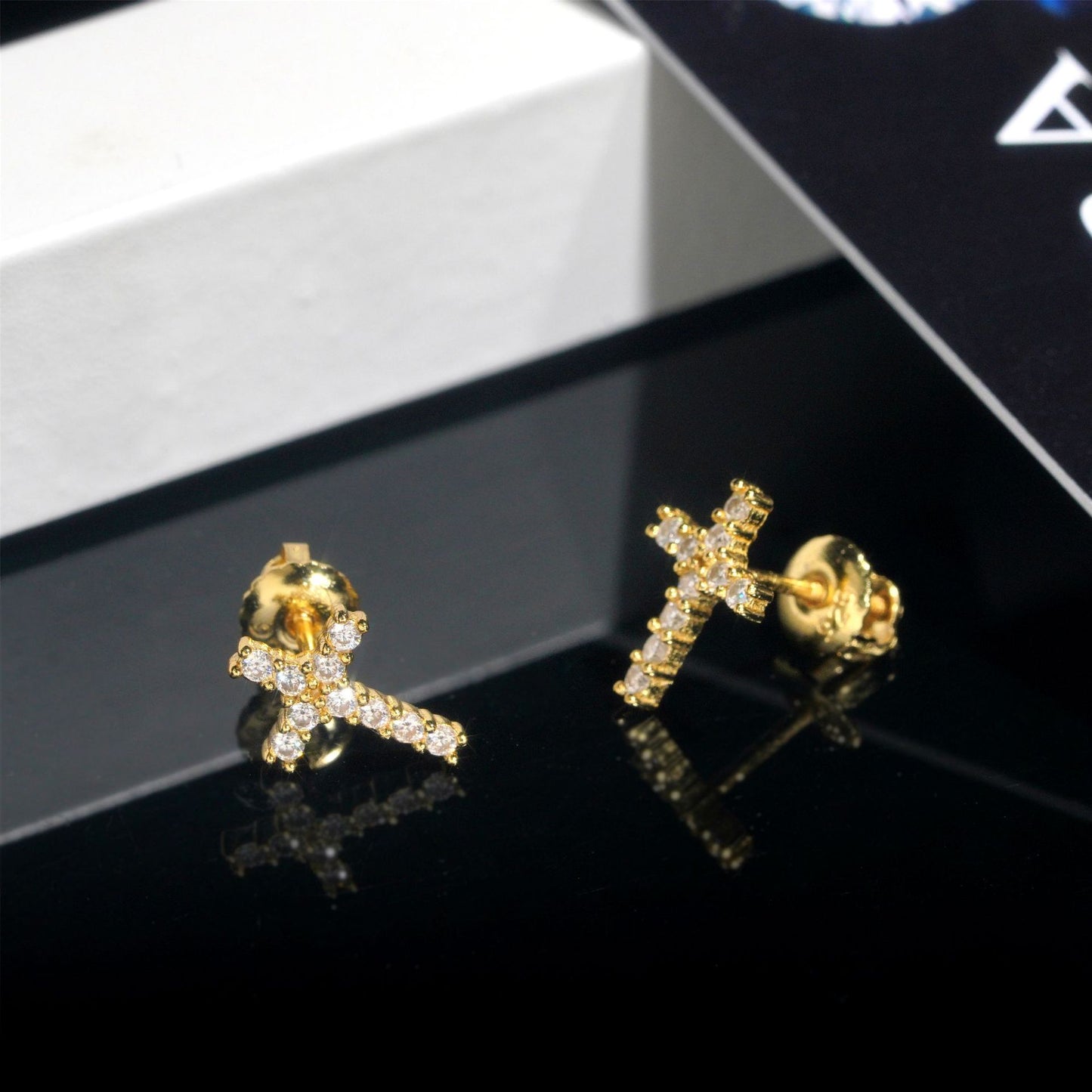 VVS Moissanite Cross Stud Earrings