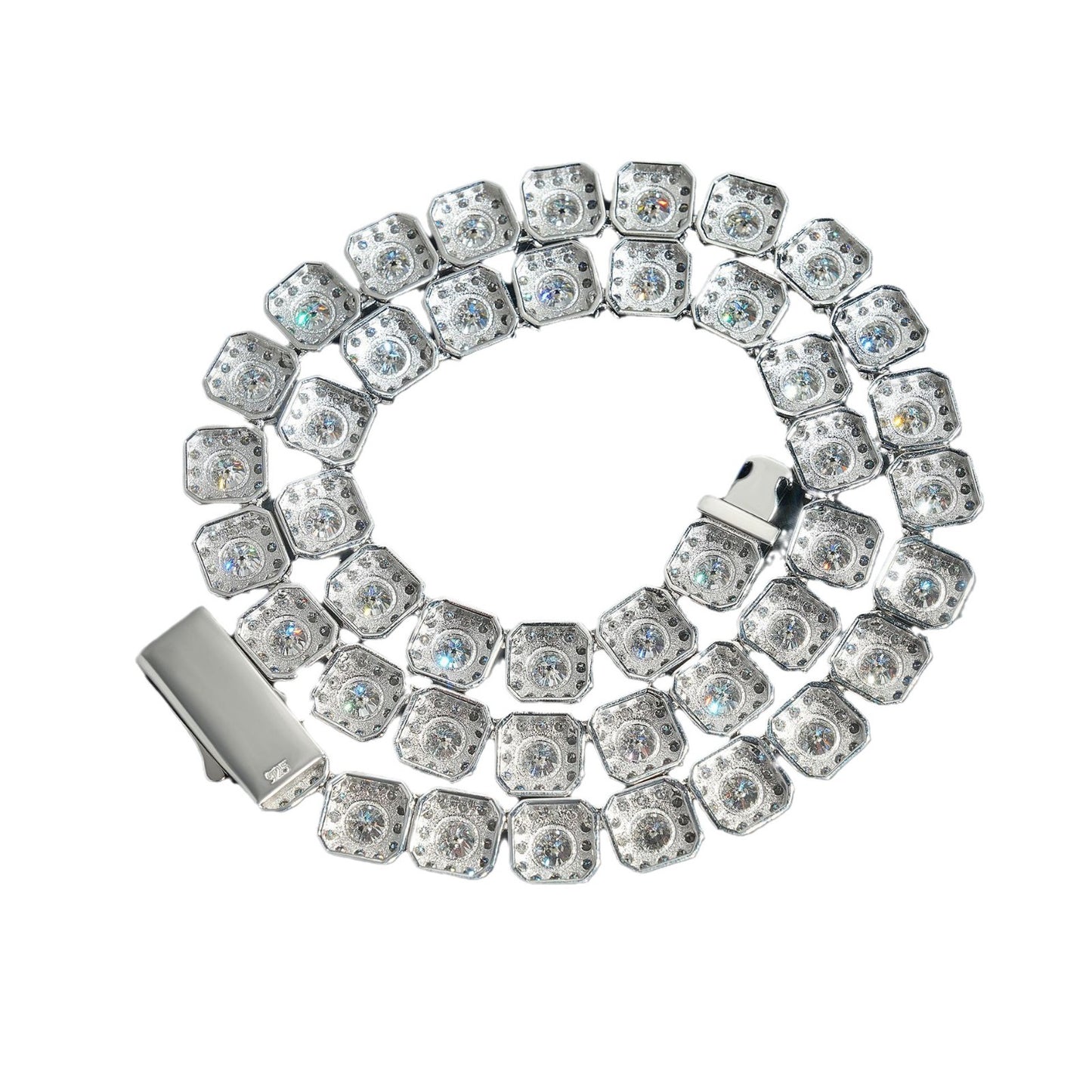 VVS MOISSANITE 10MM CLUSTER CHAIN/BRACELET