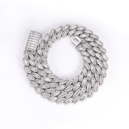 VVS MOISSANITE 20MM BAGUETTE CUBAN CHAIN/BRACELET