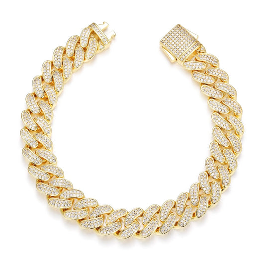 Iced Out Cuban Link Bracelet 18k Gold Plated
