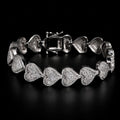 13mm Moissanite Heart Link Bracelet