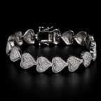 13mm Moissanite Heart Link Bracelet