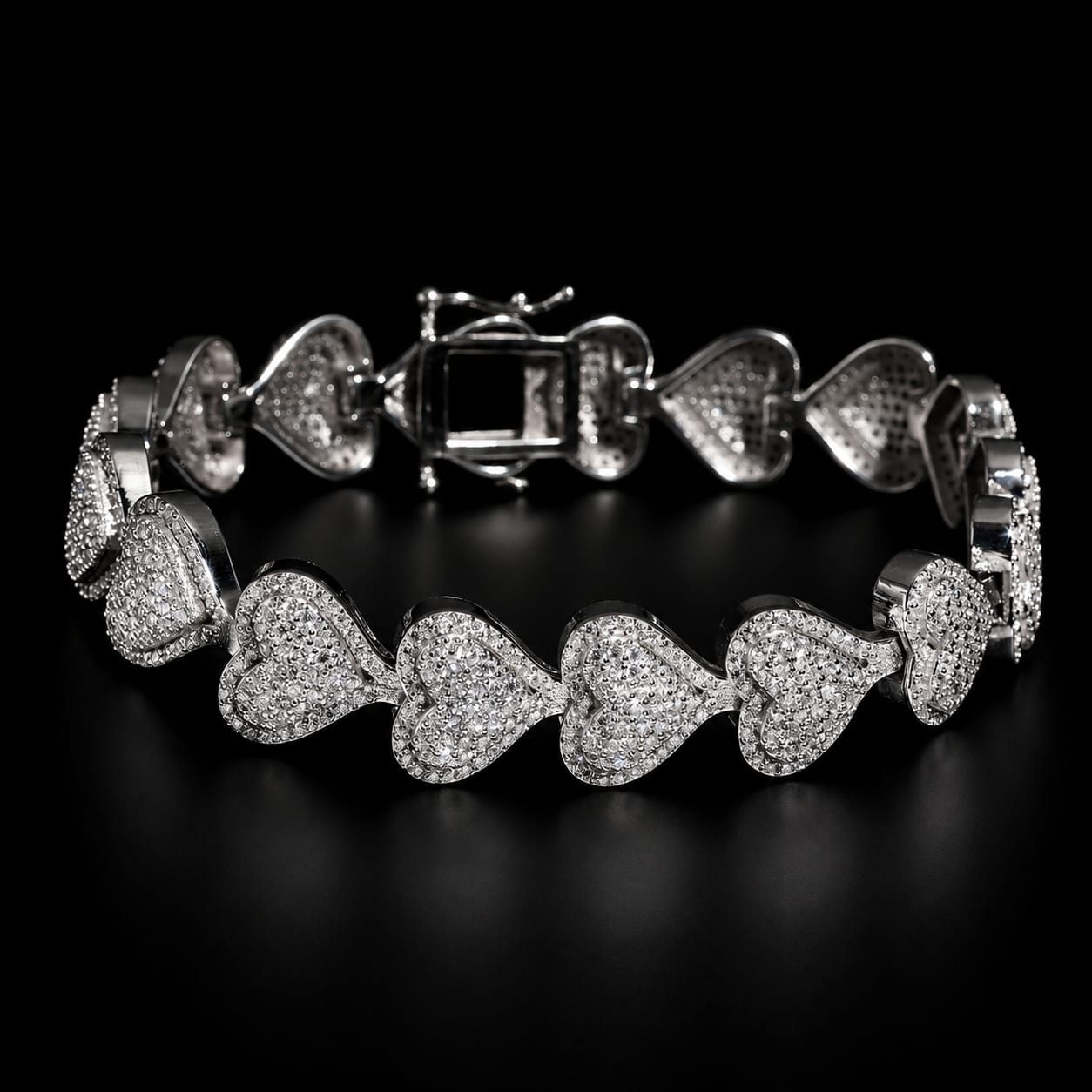 13mm Moissanite Heart Link Bracelet