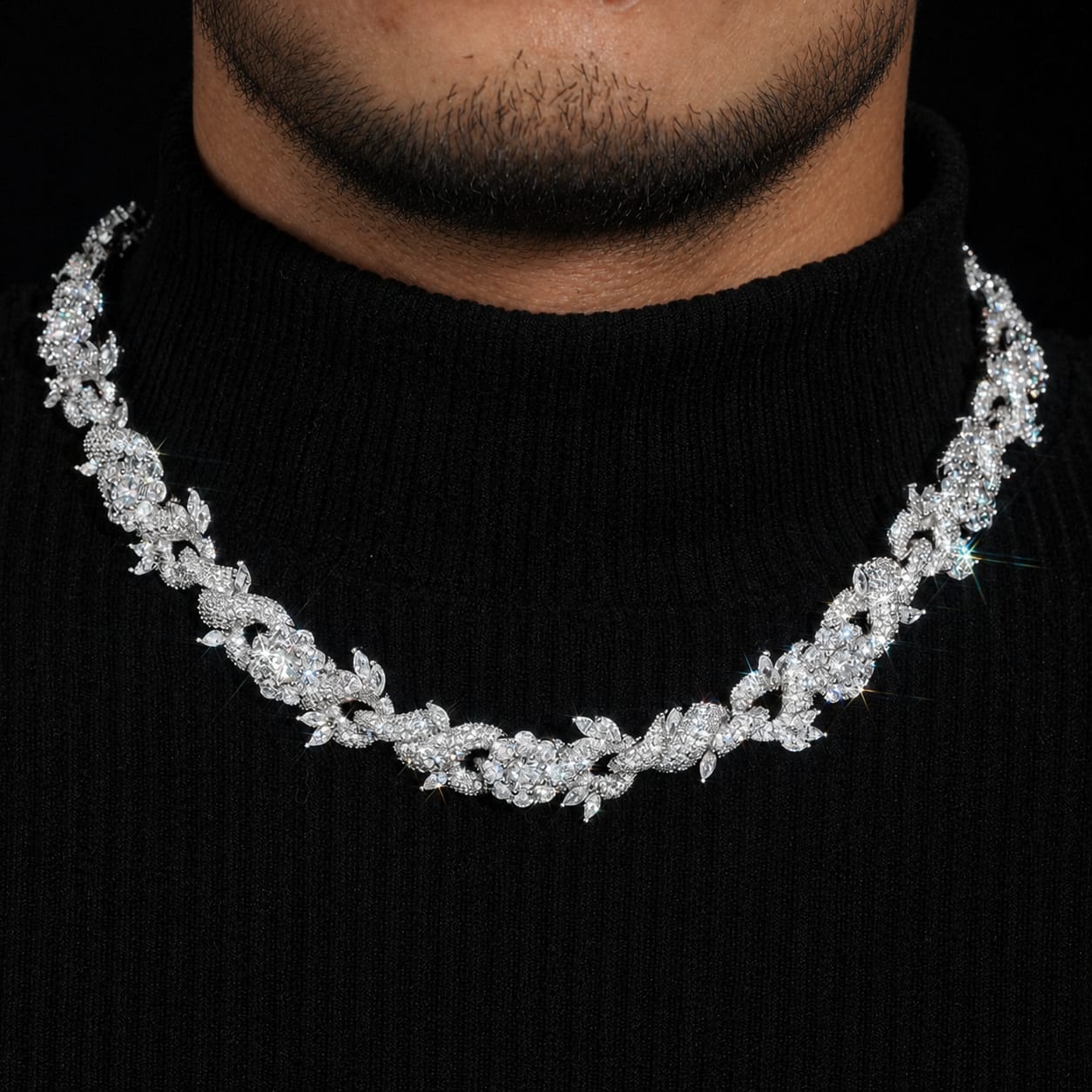 15MM Floral Moissanite Chain