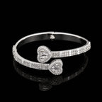 Baguette Moissanite Heart Bangle