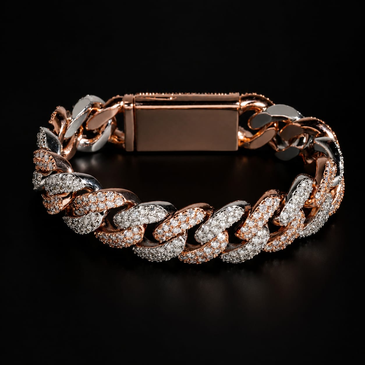 Two Tone 18MM Two Row Cuban Link Bracelet