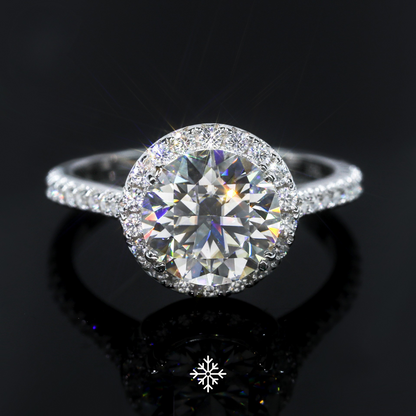 VVS Moissanite Halo Pavé Ring