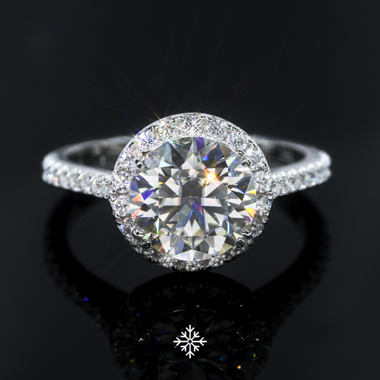 VVS Moissanite Halo Pavé Ring