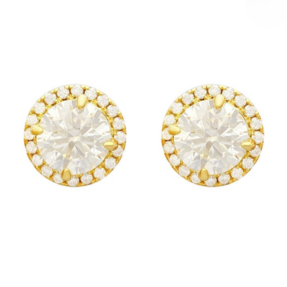 VVS Moissanite 6.5MM Halo Stud Earring