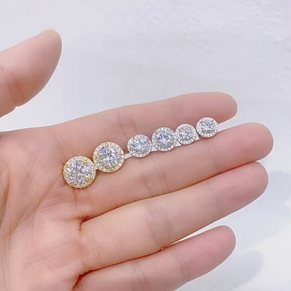 VVS Moissanite Halo Stud Earrings