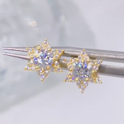 VVS Moissanite Star Cluster Halo Stud Earrings