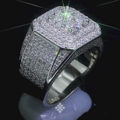 VVS Moissanite Square Pavé Halo Ring
