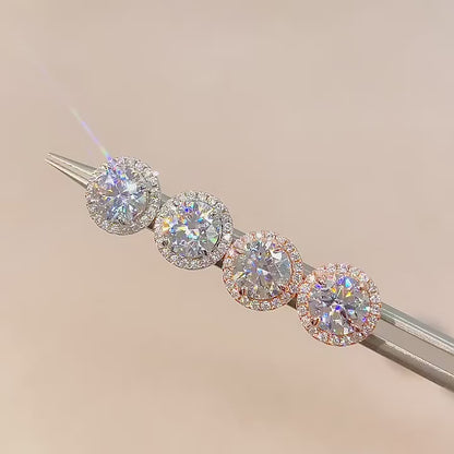 VVS Moissanite 6.5MM Halo Stud Earring