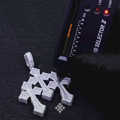 VVS Moissanite Baguette Triple Cross Pendant