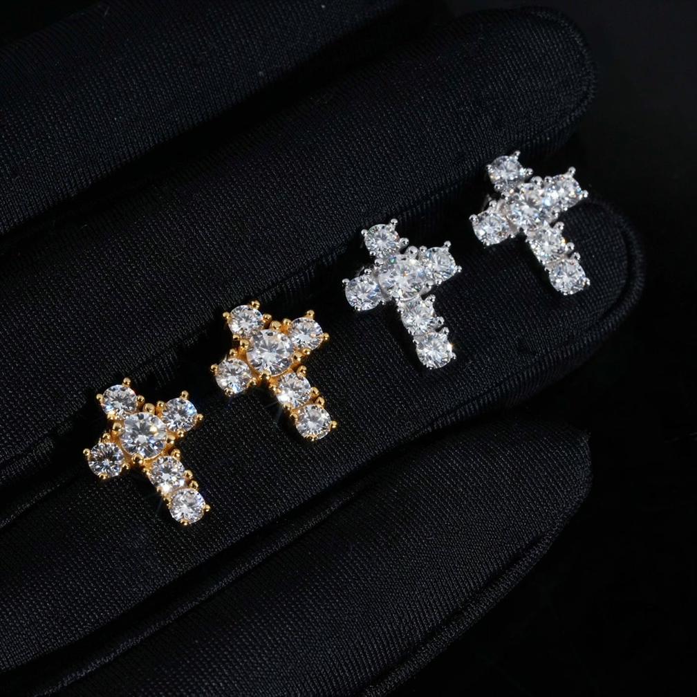 Zuanfa Religious Hip Hop Moissanite Cross Earrings