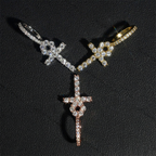 Iced Out 2.0MM Moissanite Cross Pendant 18k Gold