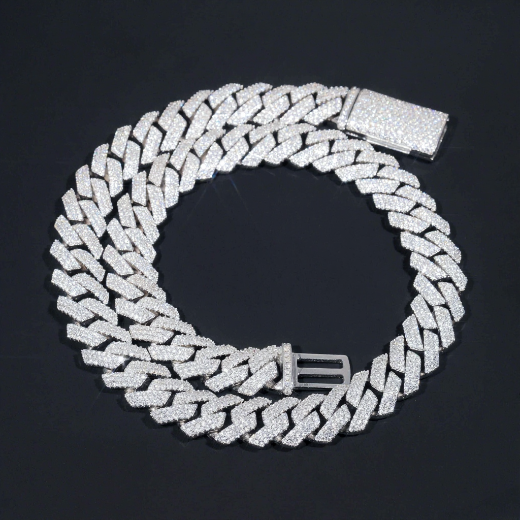 Regular Two Row 14MM VVS Moissanite Cuban Link Chain