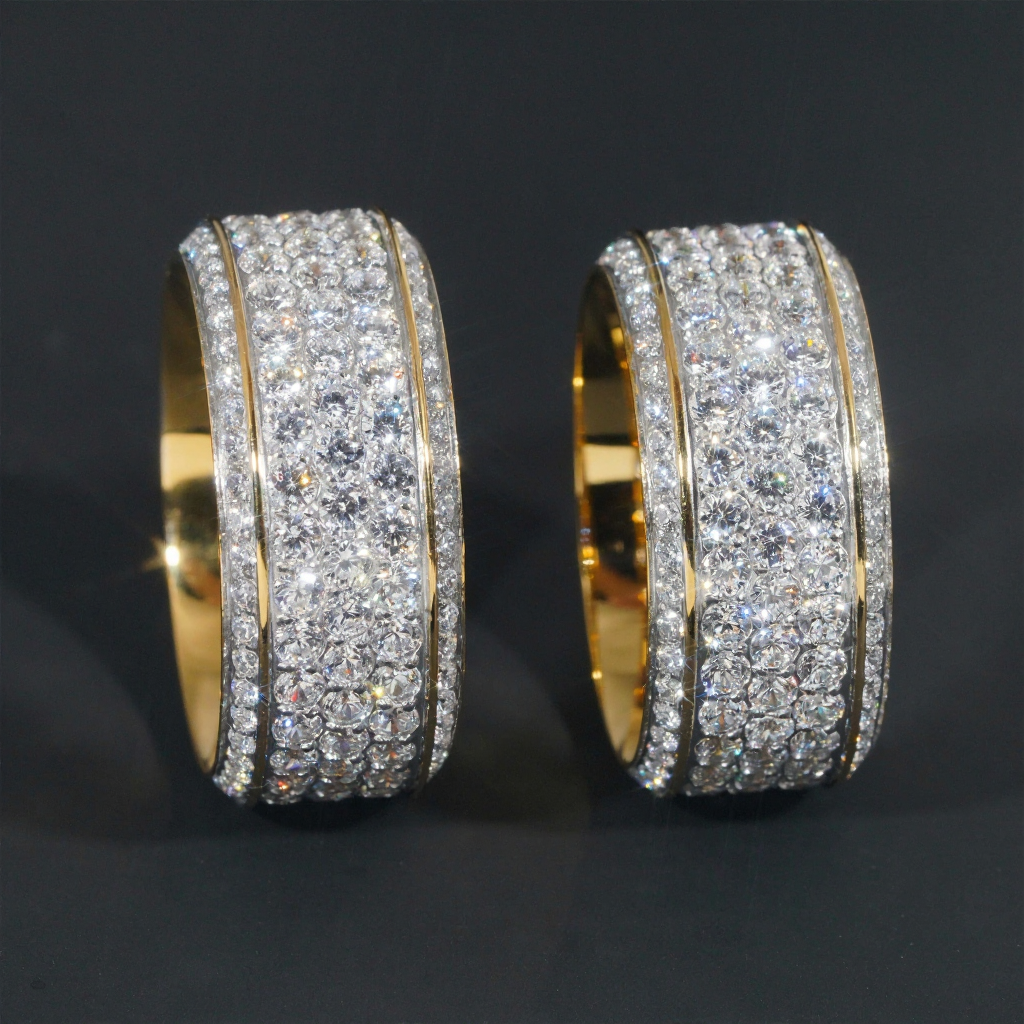 Five Rows Diamond Moissanite Ring 18K Gold
