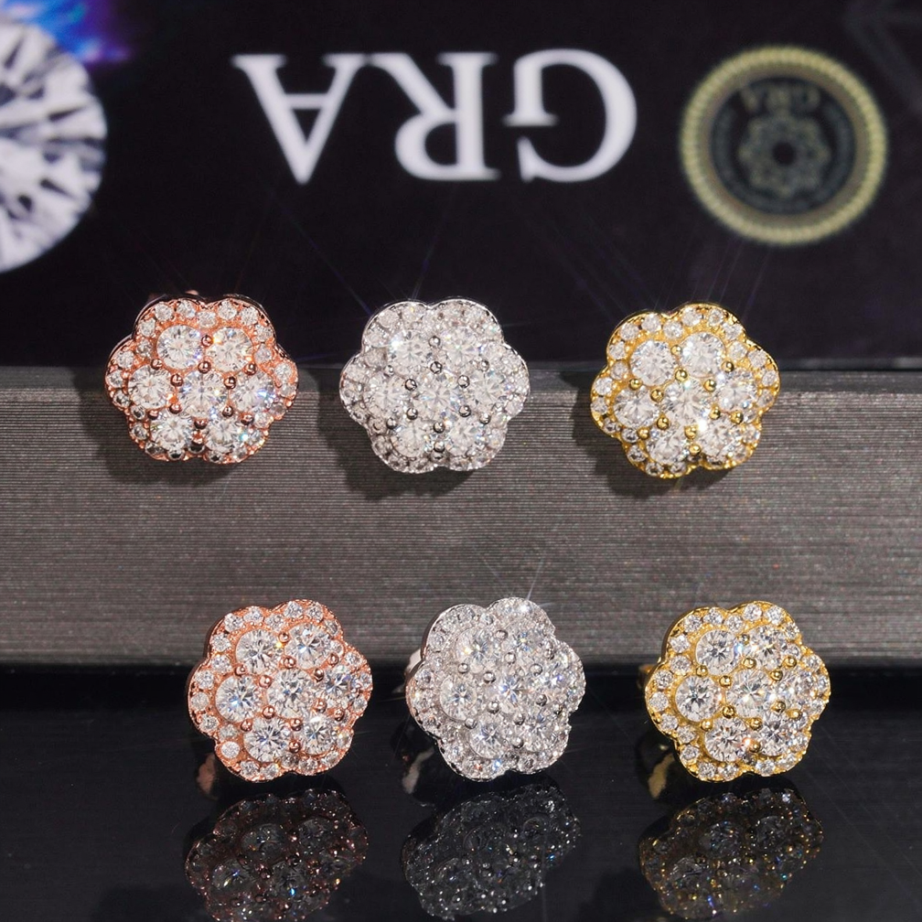 Zuanfa Moissanite Cluster Flower Earrings