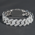 18MM Two Rows Moissantie Cuban Link Bracelet