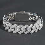 18MM Two Rows Moissantie Cuban Link Bracelet