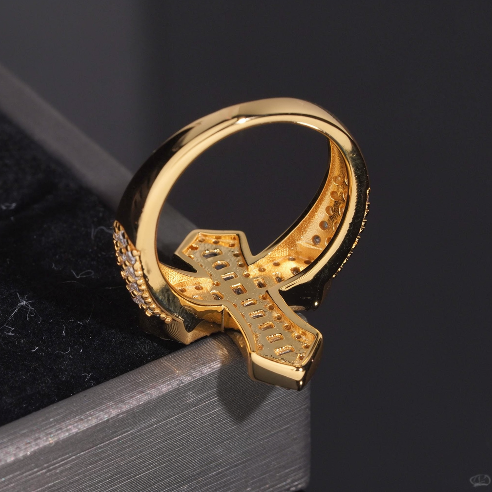 Unisex Baguette Moissanite Cross Ring