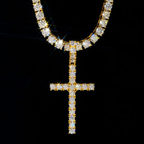Hip Hop 3.0MM Moissanite Cross Pendant 18k Gold