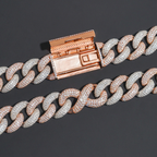 Heavy 20mm Hip Hop Two Tone Moissanite Cuban Link Chain