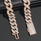 Heavy 20mm Hip Hop Two Tone Moissanite Cuban Link Chain