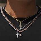 Iced Out 2.0MM Moissanite Cross Pendant 18k Gold