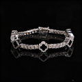 Zuanfa 3MM Black Agate Clover Tennis Bracelet