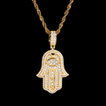Iced Out Moissanite Evil Eye Hamsa Hand Pendant