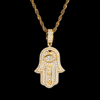 Iced Out Moissanite Evil Eye Hamsa Hand Pendant