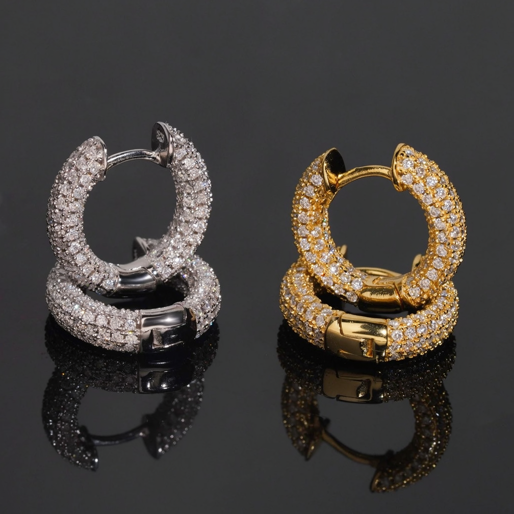 Hip Hop Moissanite Hoop Earrings