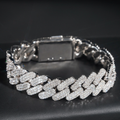 Solid Silver Heavy Miami 16mm Hip Hop Moissanite Cuban Link Bracelet