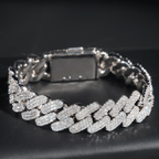 Solid Silver Heavy Miami 16mm Hip Hop Moissanite Cuban Link Bracelet