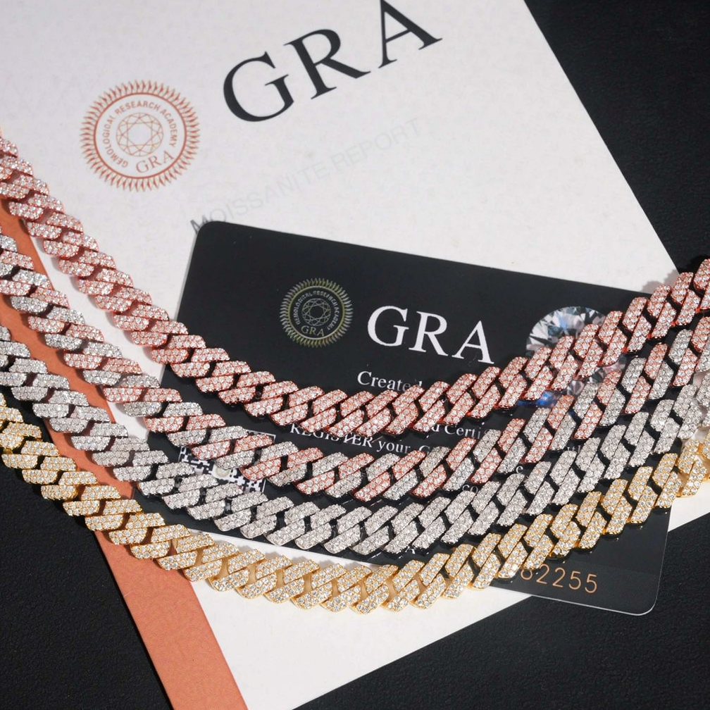 8mm Two Rows Moissanite Cuban Link Chain