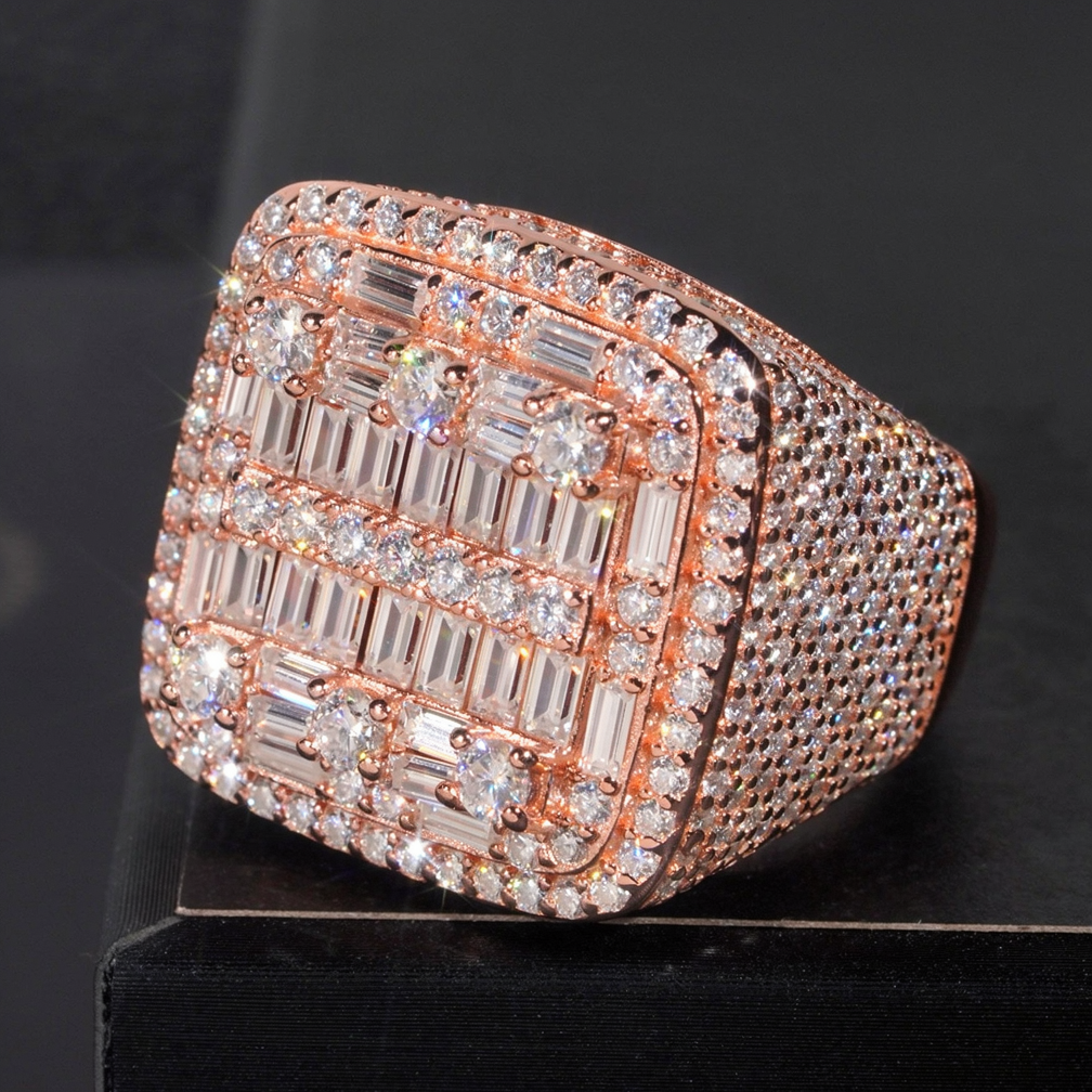 Square Hip Hop Mens Moissanite Ring