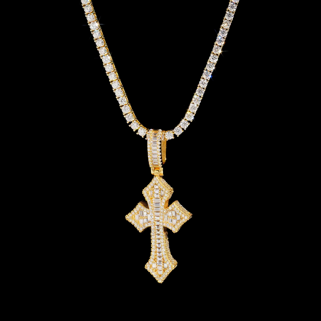 Hot Sale Baguette Moissanite Cross Pendant