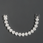 Heart Shape 13mm 925 Sterling Silver Iced Out Moissanite Cuban Link Bracelet