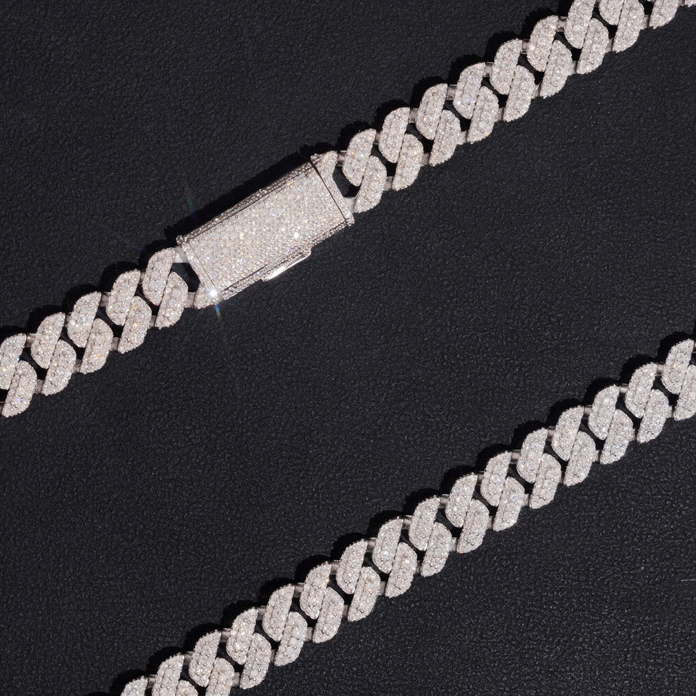 10MM 3 Rows Moissanite Cuban Link Chain