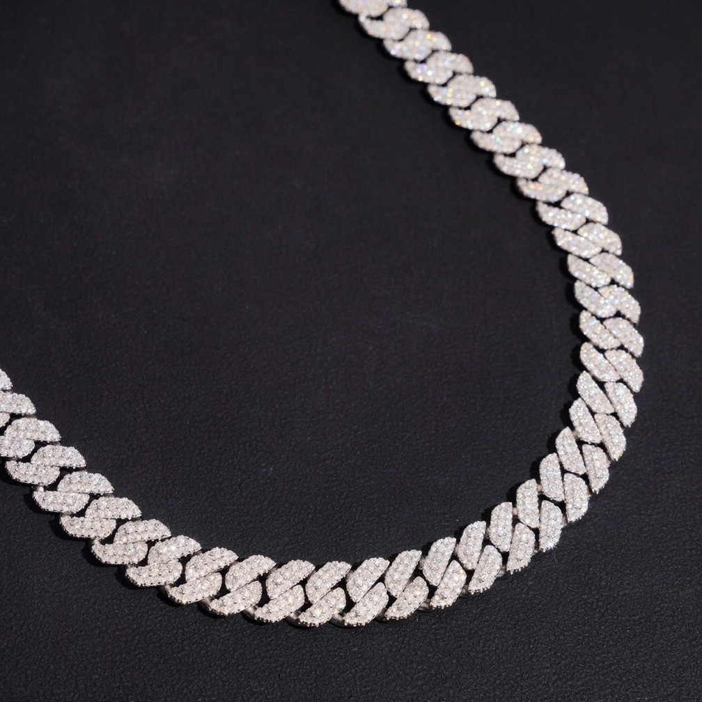10MM 3 Rows Moissanite Cuban Link Chain