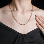 Moissanite Lock 3mm Bead Chain Necklace