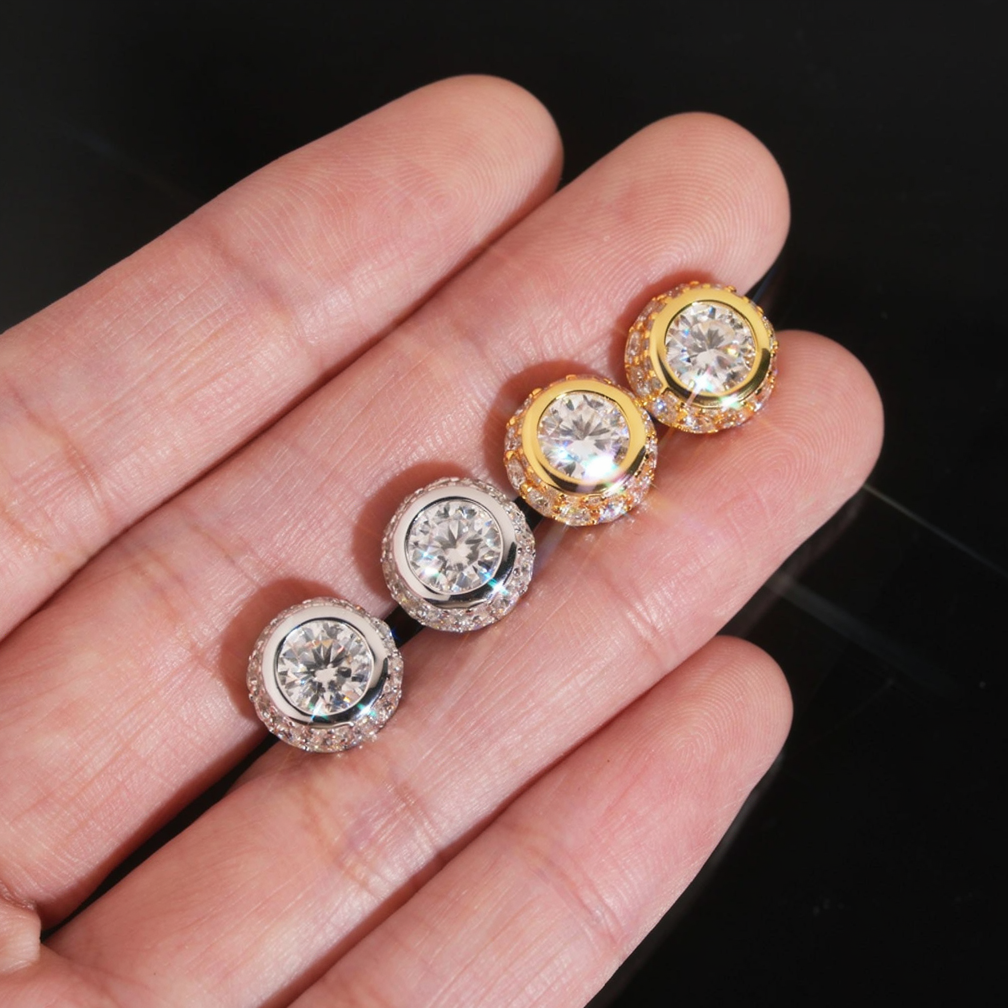 6.5mm Center Stone Bezel Setting Moissanite Earrings