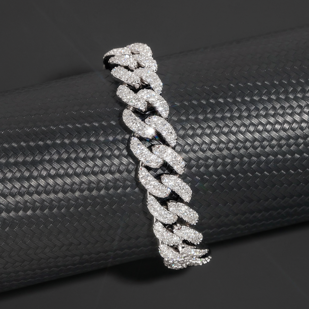New Style Hip Hop Iced Out 13mm High Quality 925 Sterling Silver Cuban Link Bracelet