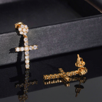 Iced Out Cross Mens Moissanite Earrings