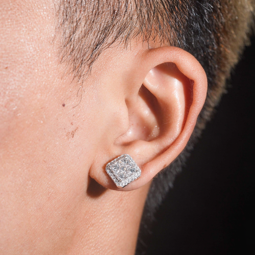 Hip Hop Style Square Moissanite Earrings