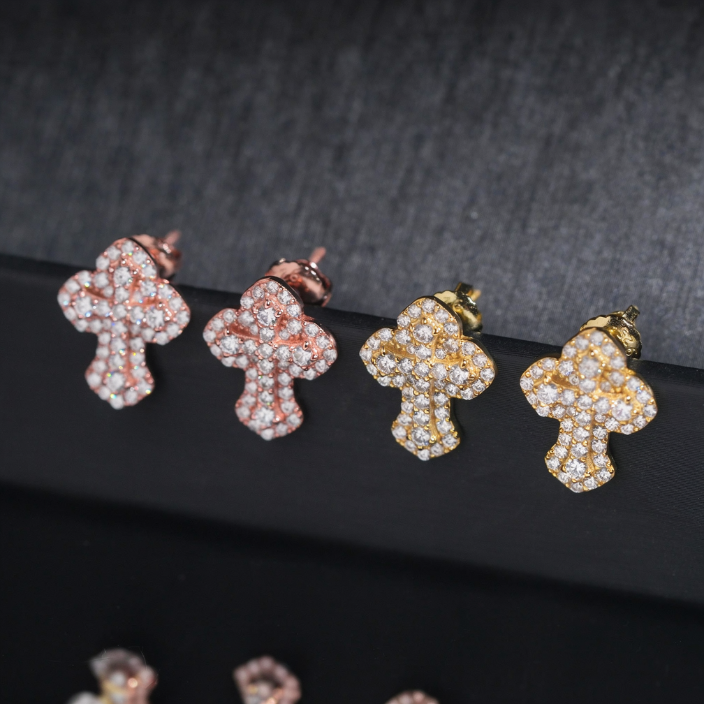 Zuanfa Religious Moissanite Cross Earrings